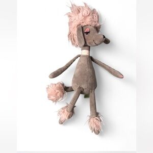 Jellycat Fluffy Poodle Dog Toy in Brown and Pink